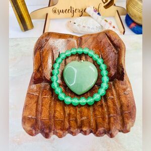 Natural Green Aventurine Carved Heart & Beaded Bracelet Bundle